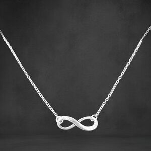 Silver Infinity Pendant Necklace 18" Sterling Silver Plated Rolo Chain Dainty